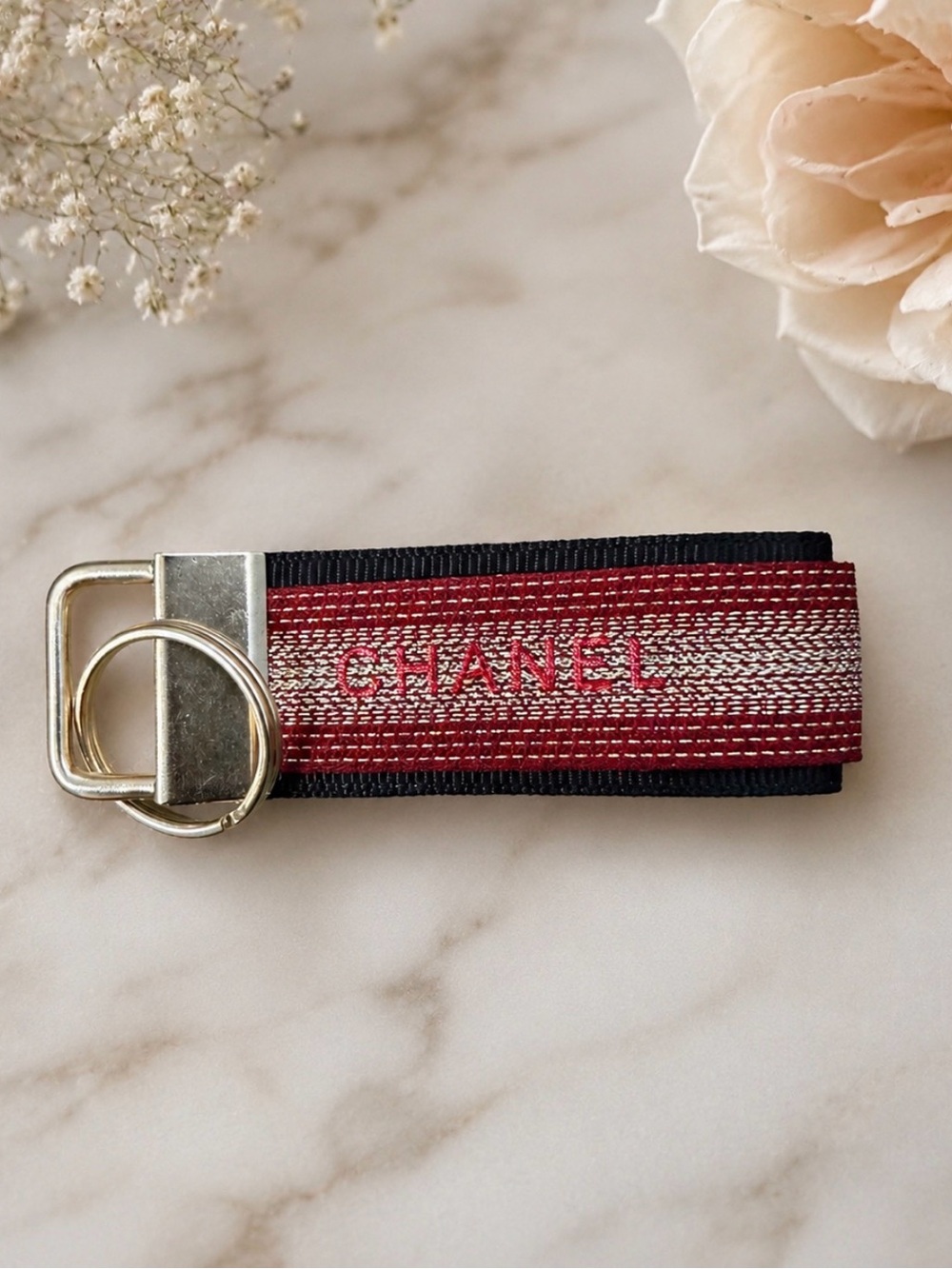 Handcrafted Upcycled CHANEL Ribbon Keychain
